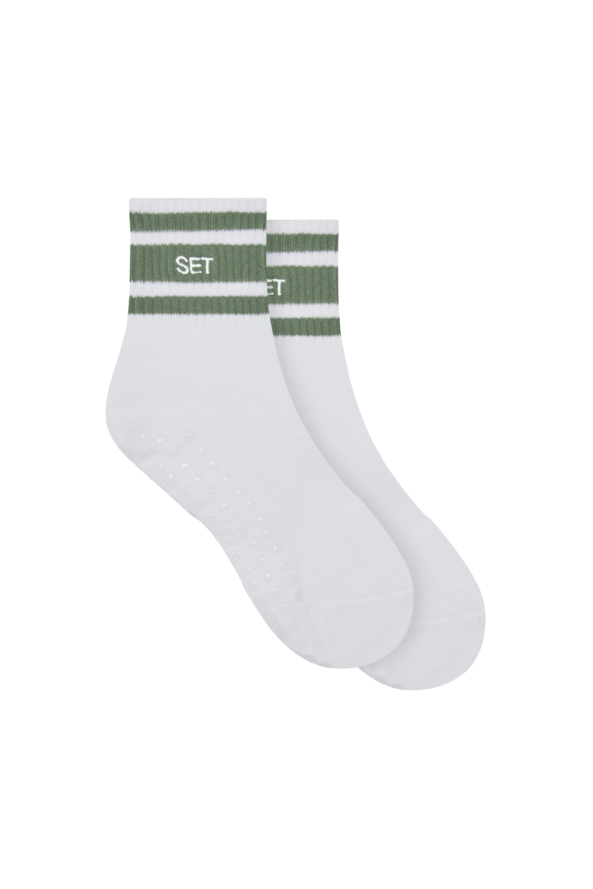 IMAGE OF STRIPE PILATES SHORTY SOCKS IN REFRESH