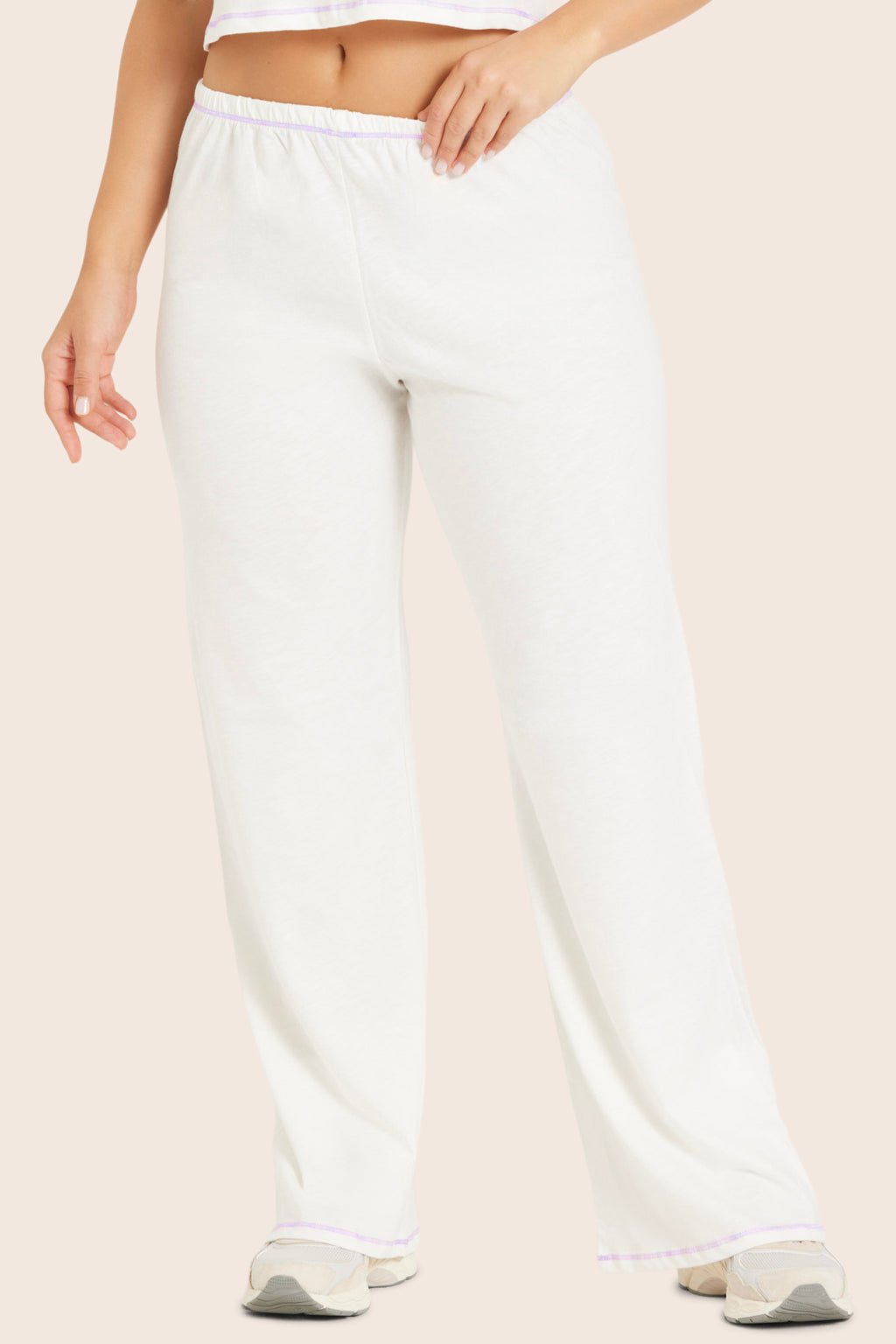 CLASSIC COTTON DAILY LINNY PANTS - BLANC/PETUNIA Featured Image