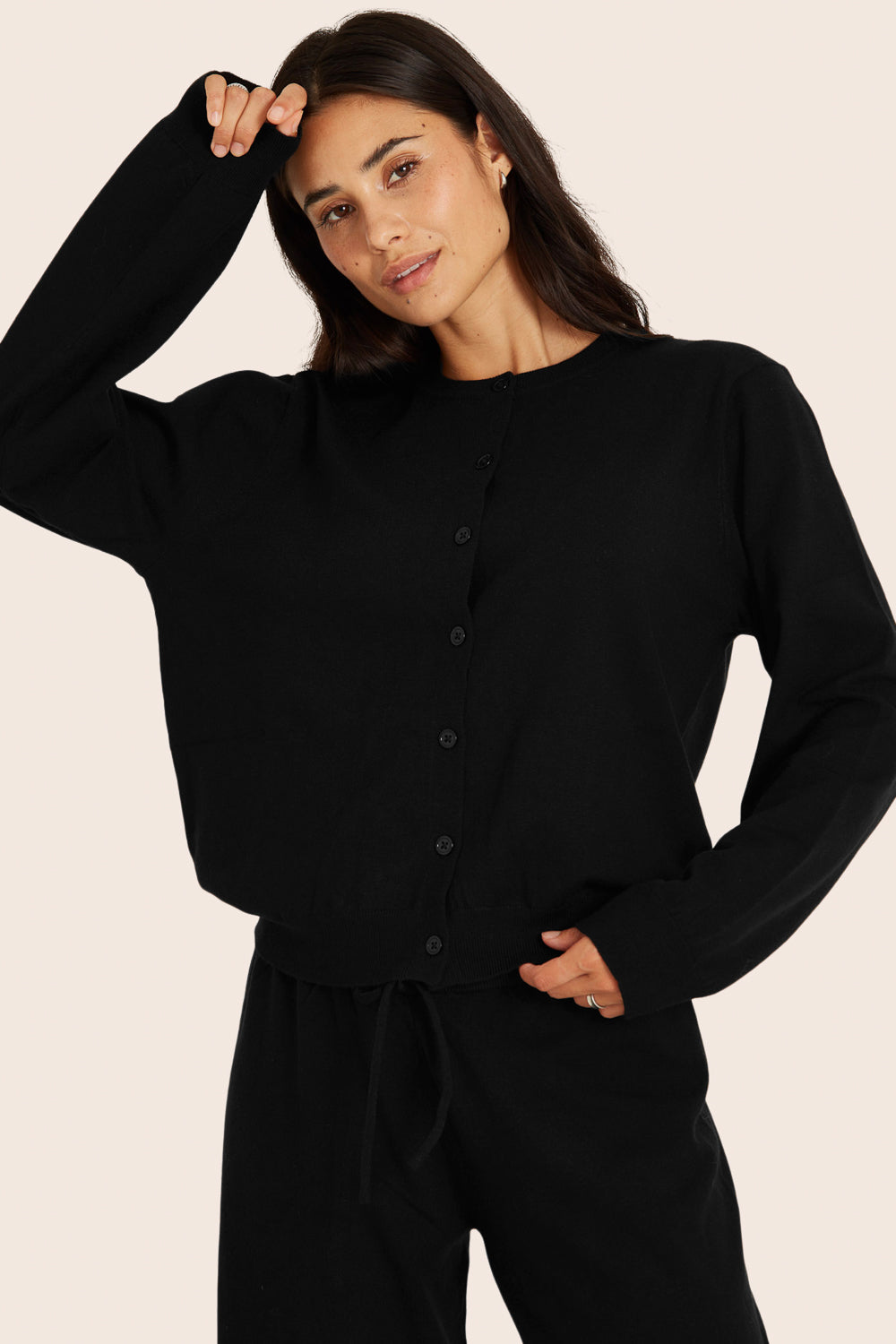 SET™ FLAT KNIT EVERYDAY CARDIGAN IN ONYX