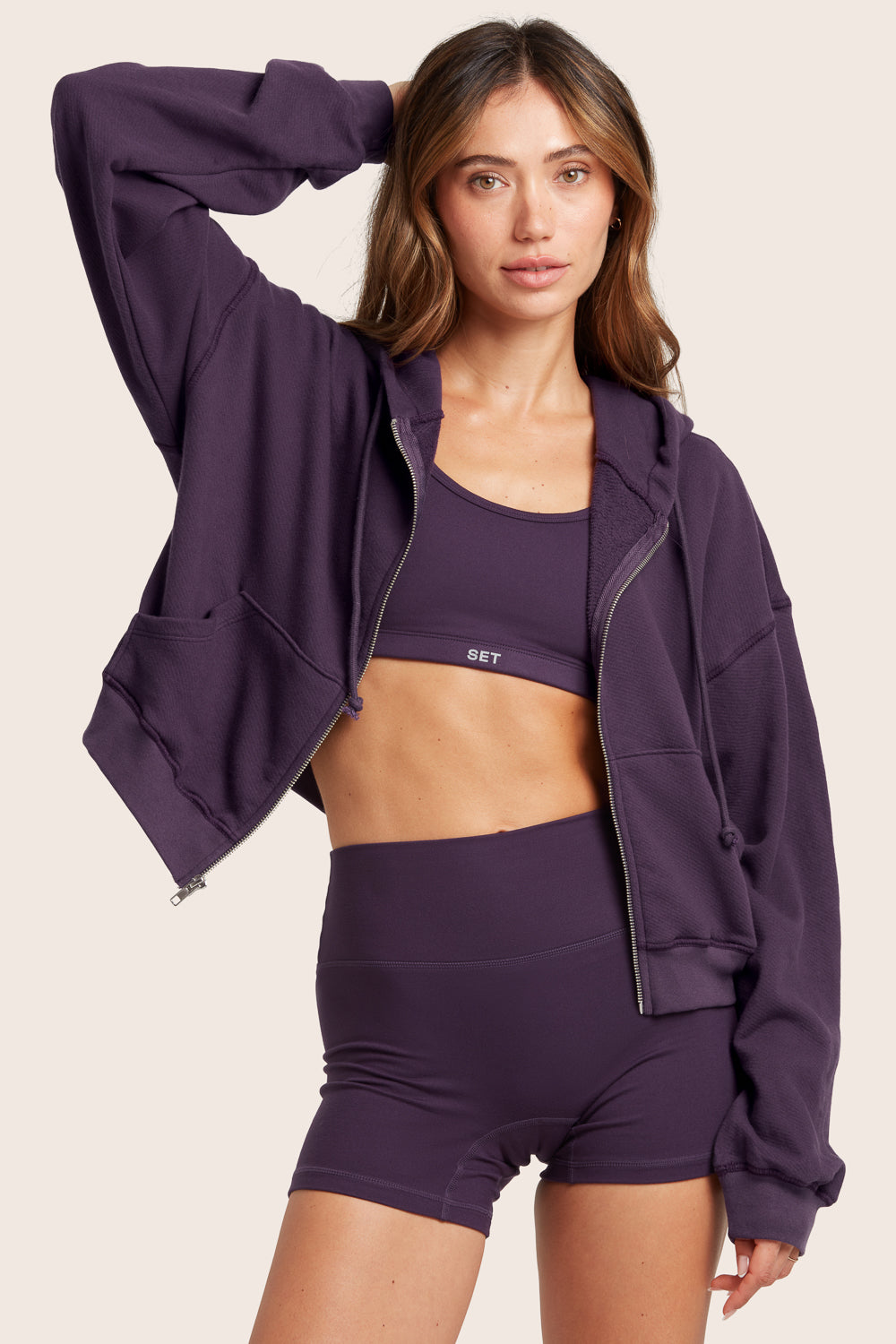 SET™ LIGHTWEIGHT SWEATS CLASSIC ZIP HOODIE IN PLUM