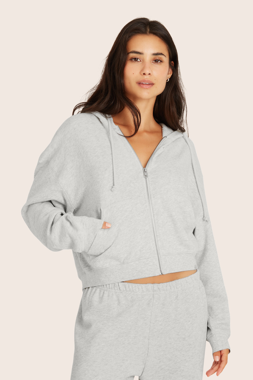 LIGHTWEIGHT SWEATS CLASSIC ZIP HOODIE - HEATHER GREY Featured Image