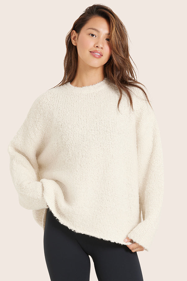 BOUCLÉ OVERSIZED CREWNECK SWEATER - OPAL Featured Image