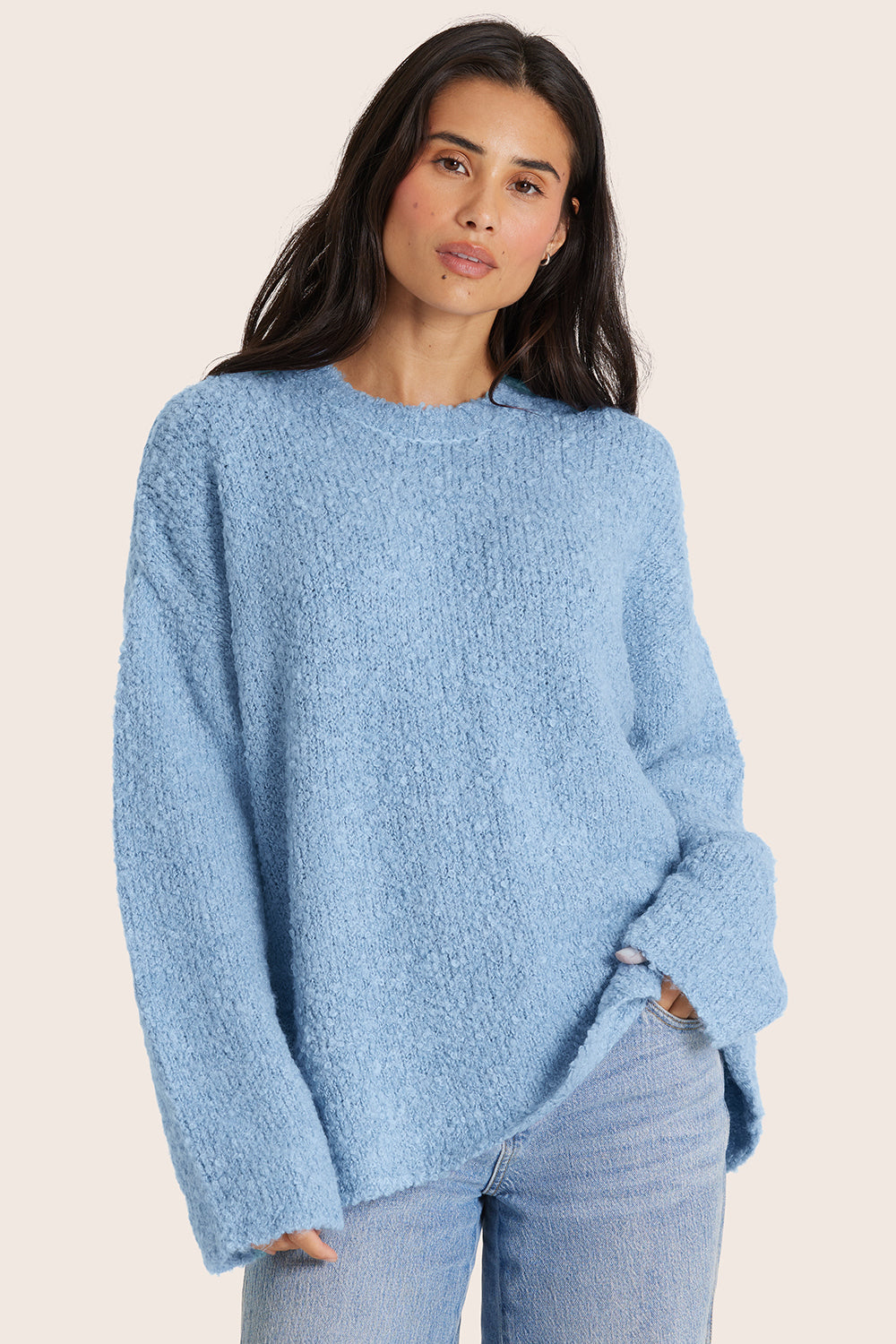 BOUCLÉ OVERSIZED CREWNECK SWEATER - IRIS Featured Image