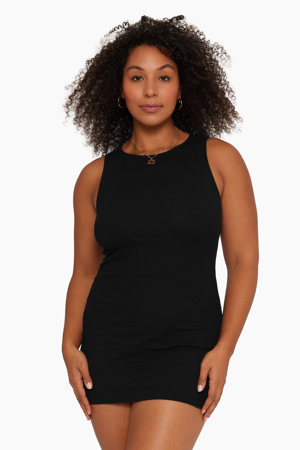 SET™ RIBBED TANK DRESS IN ONYX