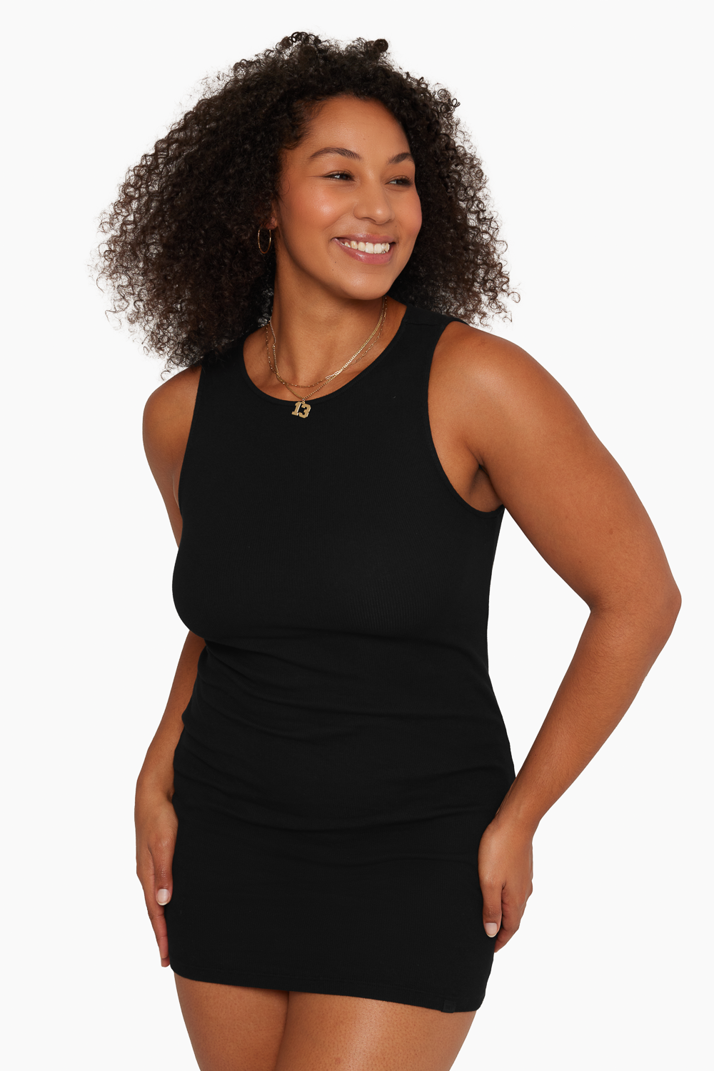 SET™ RIBBED TANK DRESS IN ONYX