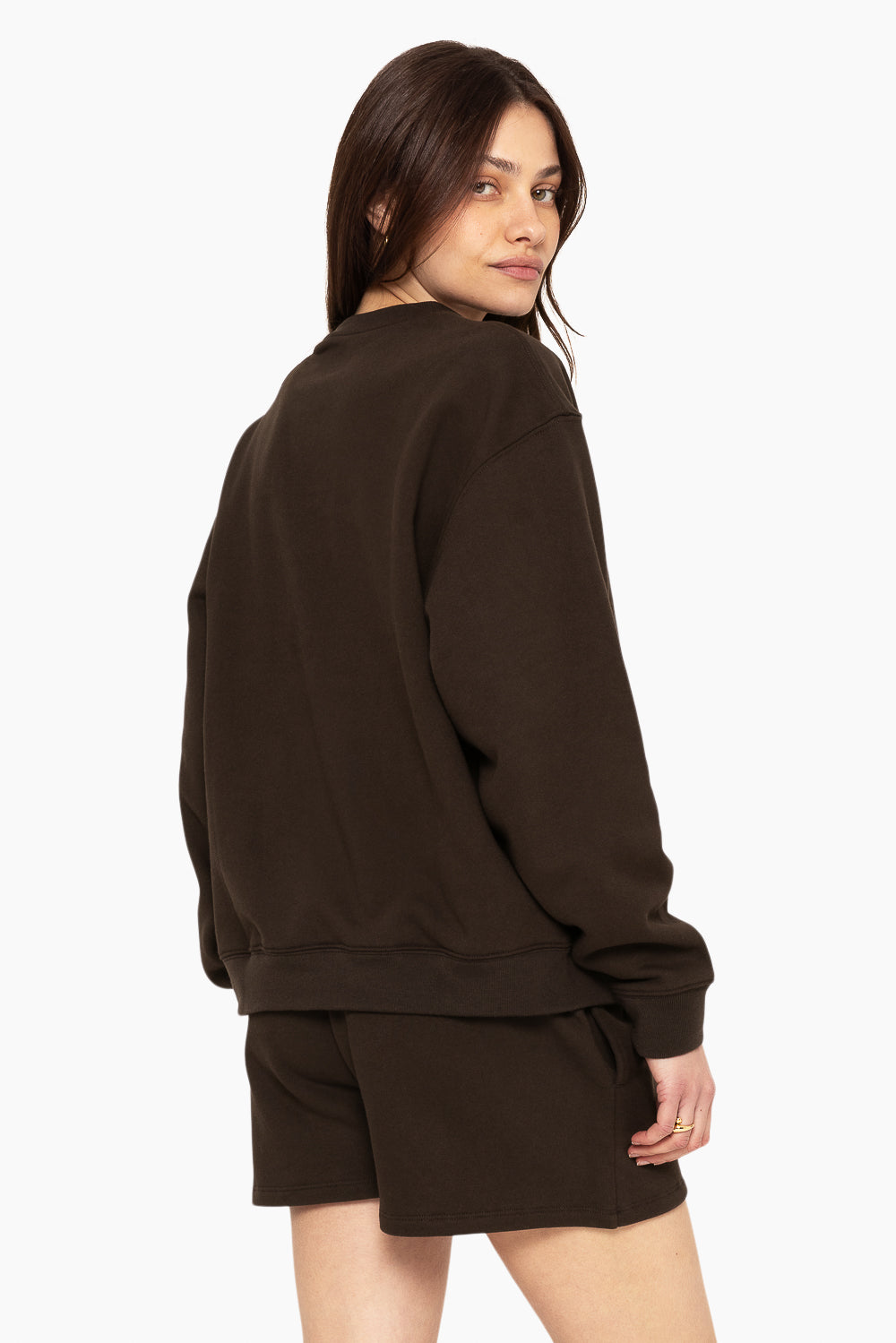 SET™ EMBROIDERED HEAVYWEIGHT SWEATS CREWNECK IN ESPRESSO