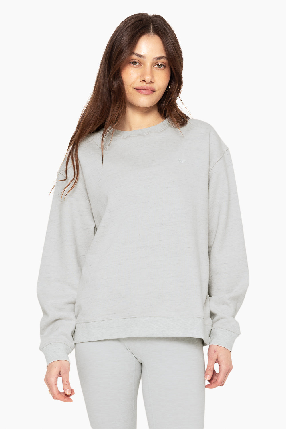 SET™ EMBROIDERED HEAVYWEIGHT SWEATS CREWNECK IN HEATHER GREY