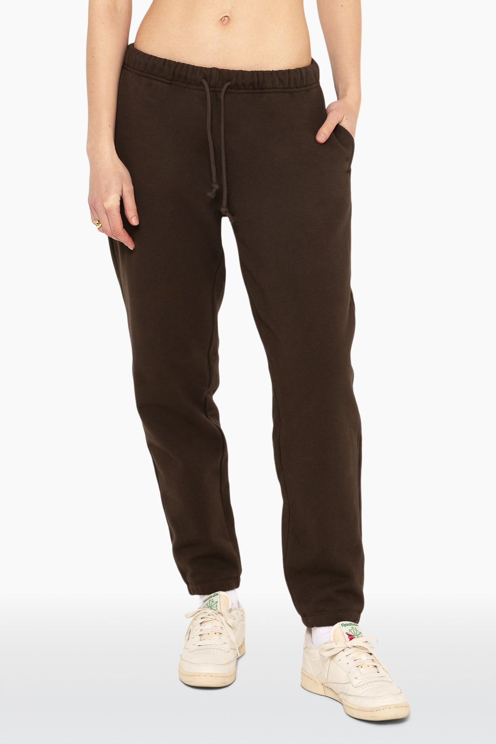 SET™ EMBROIDERED HEAVYWEIGHT SWEATS DRAWSTRING SWEATPANTS IN ESPRESSO