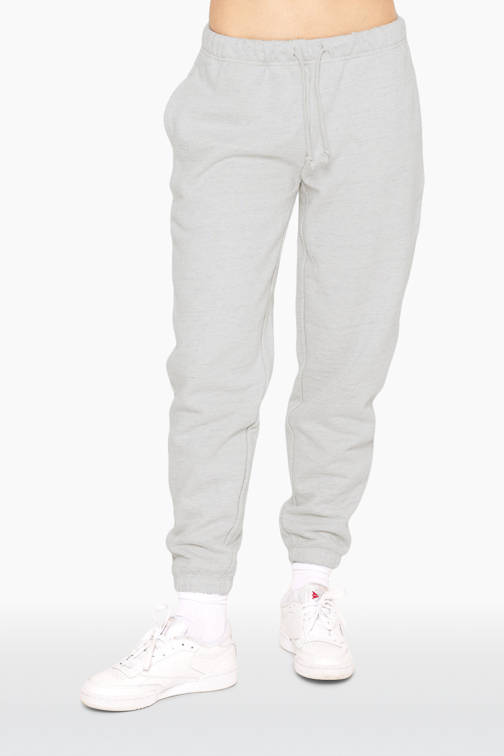 SET™ EMBROIDERED HEAVYWEIGHT SWEATS DRAWSTRING SWEATPANTS IN HEATHER GREY