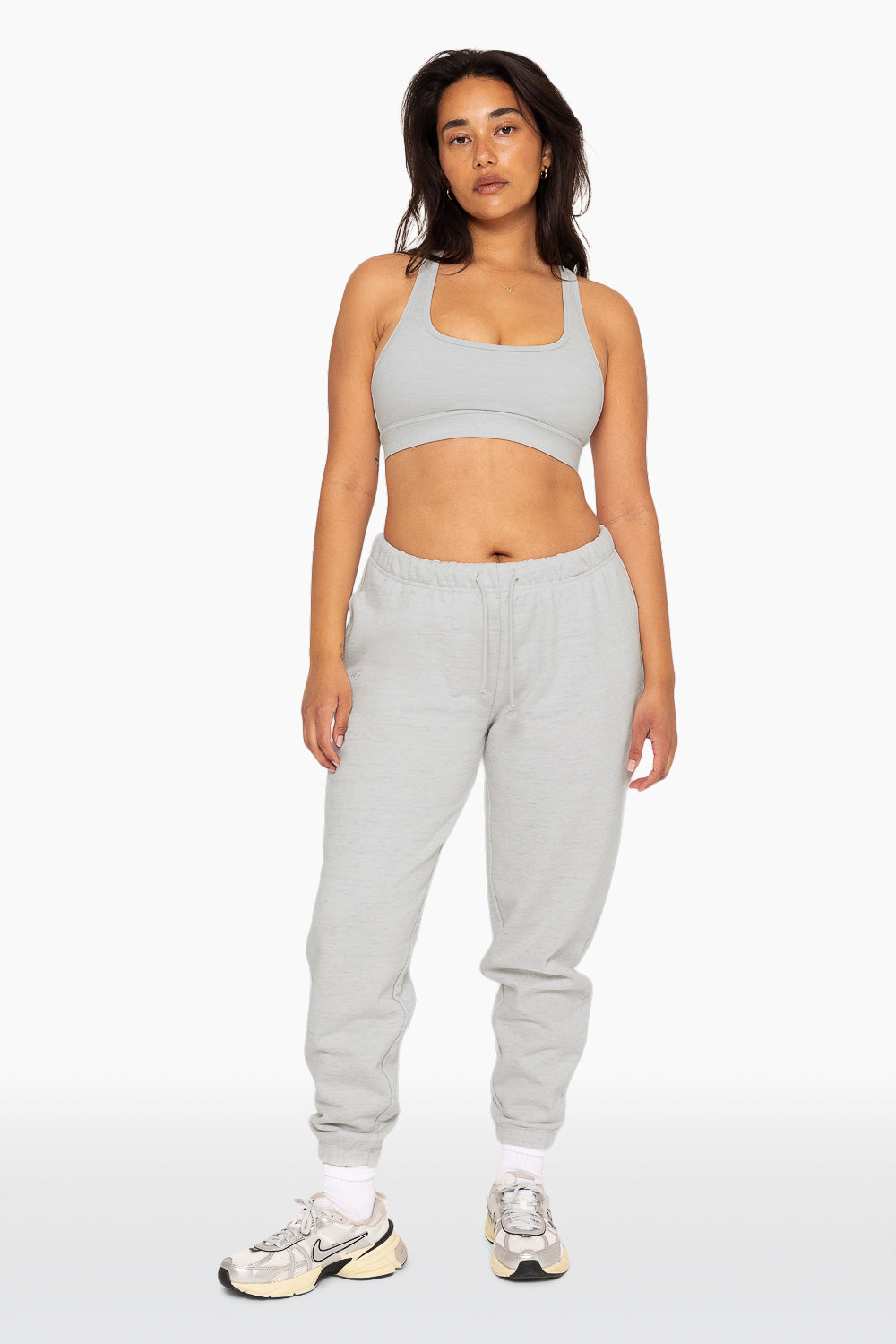 SET™ EMBROIDERED HEAVYWEIGHT SWEATS DRAWSTRING SWEATPANTS IN HEATHER GREY