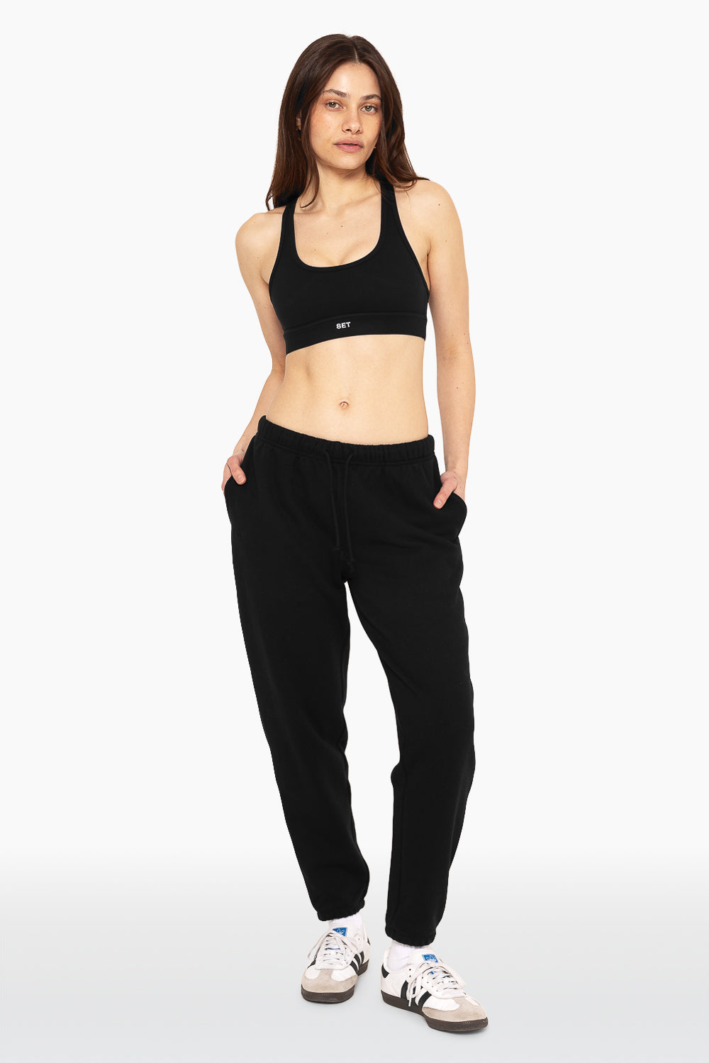 SET™ EMBROIDERED HEAVYWEIGHT SWEATS DRAWSTRING SWEATPANTS IN ONYX