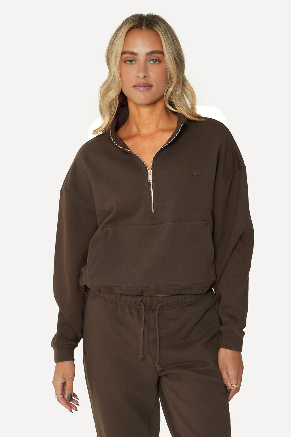 SET™ HEAVYWEIGHT SWEATS HALF ZIP IN BROWNSTONE