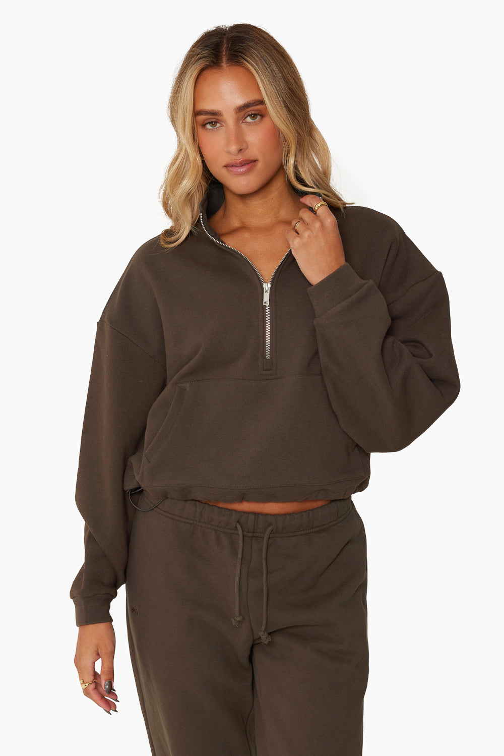 SET™ HEAVYWEIGHT SWEATS HALF ZIP IN BROWNSTONE