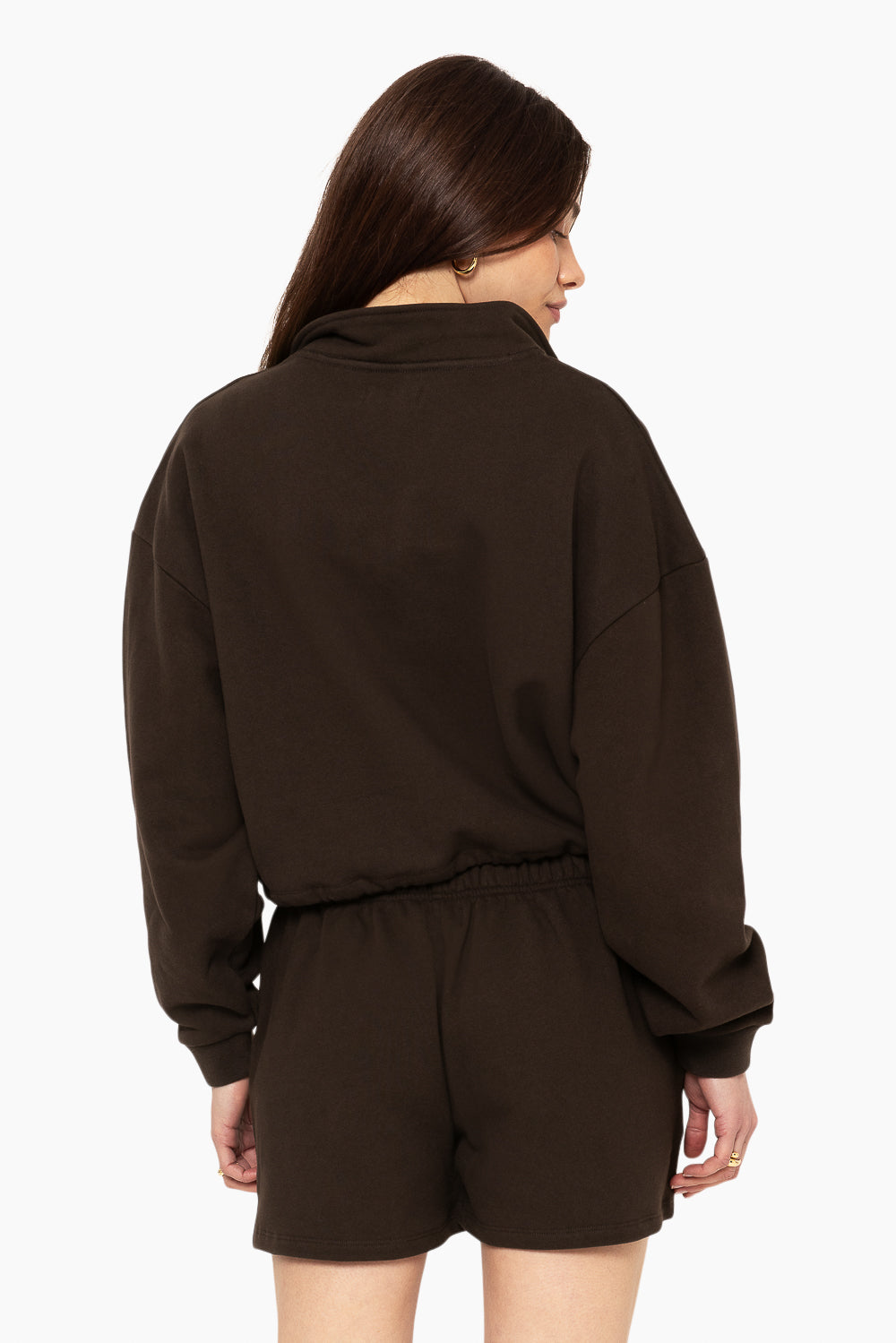 SET™ EMBROIDERED HEAVYWEIGHT SWEATS HALF ZIP IN ESPRESSO