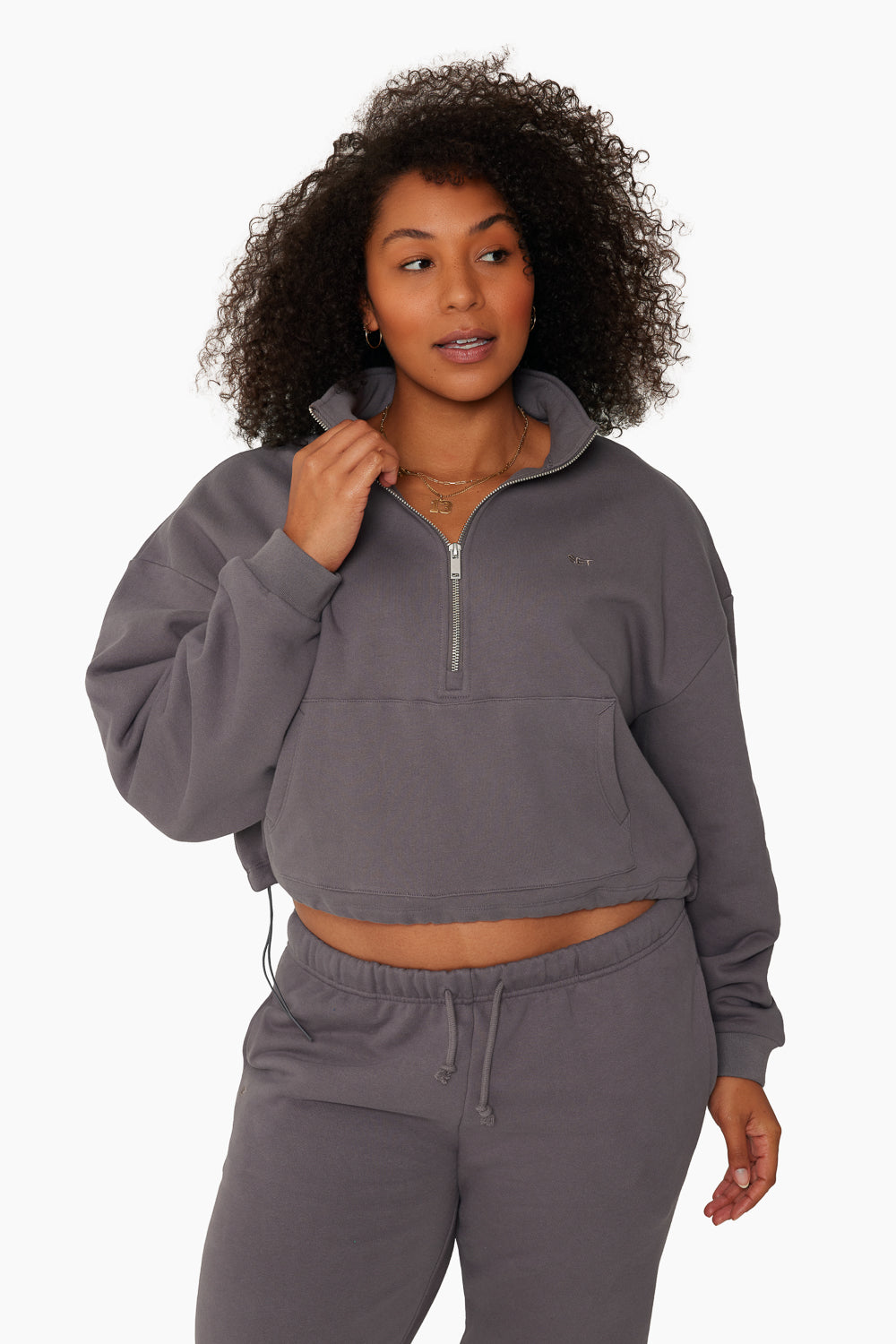 SET™ HEAVYWEIGHT SWEATS HALF ZIP IN SMOKE