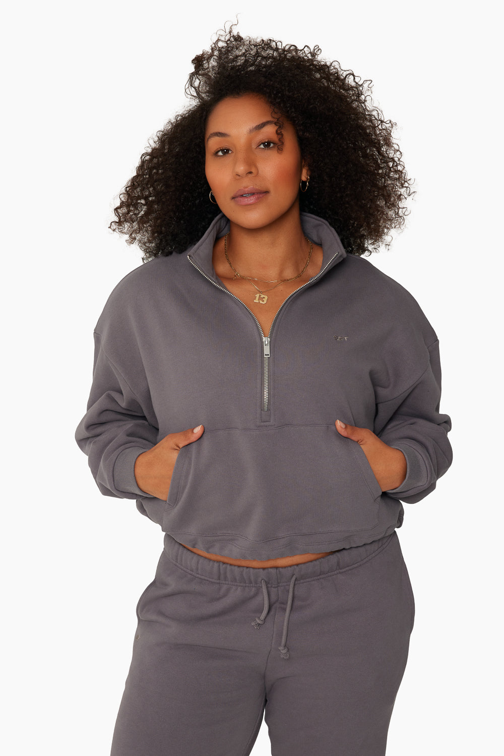 SET™ HEAVYWEIGHT SWEATS HALF ZIP IN SMOKE