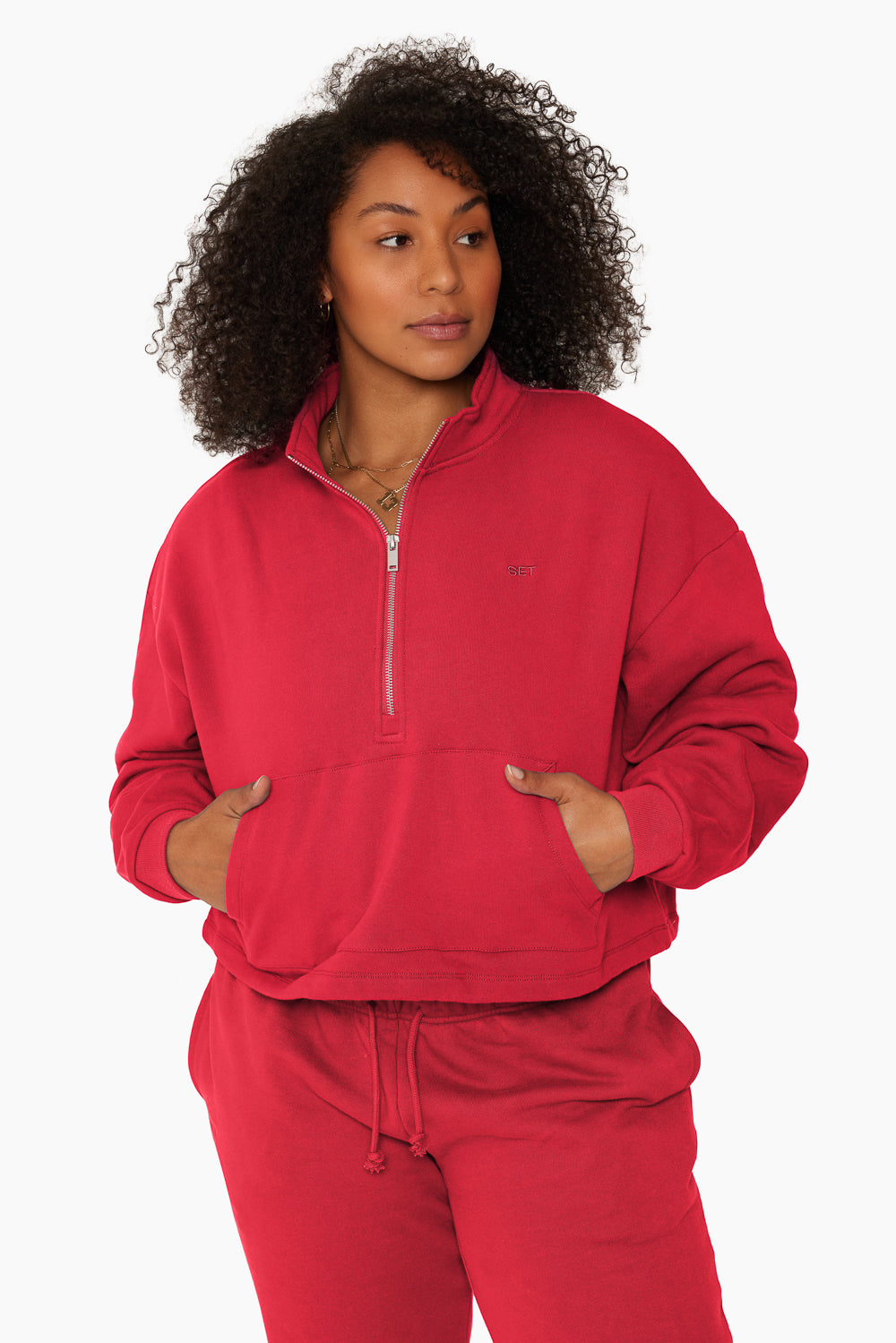 SET™ HEAVYWEIGHT SWEATS HALF ZIP IN SPICY