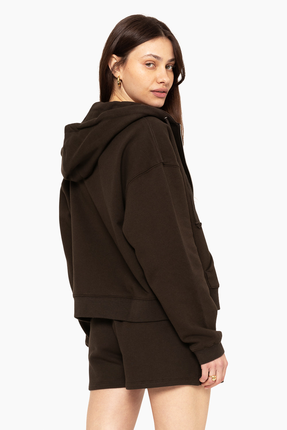 SET™ EMBROIDERED HEAVYWEIGHT SWEATS ZIP HOODIE IN ESPRESSO