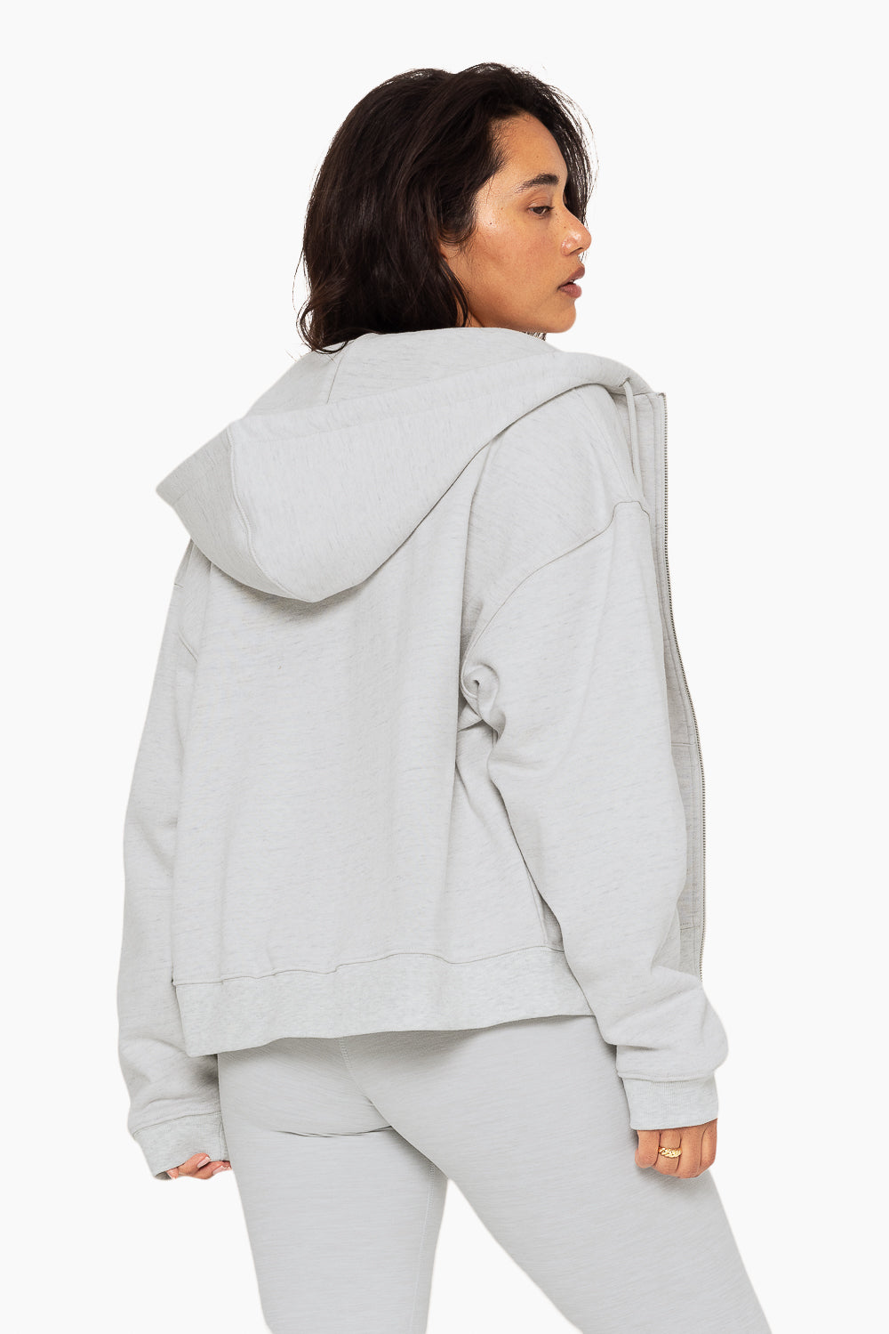 SET™ EMBROIDERED HEAVYWEIGHT SWEATS ZIP HOODIE IN HEATHER GREY