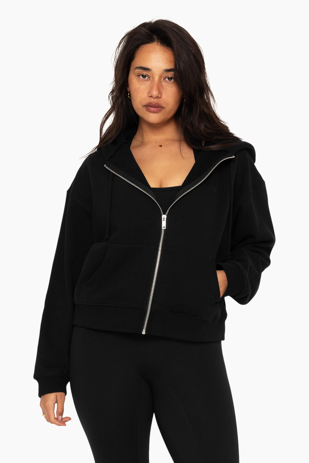 SET™ EMBROIDERED HEAVYWEIGHT SWEATS ZIP HOODIE IN ONYX