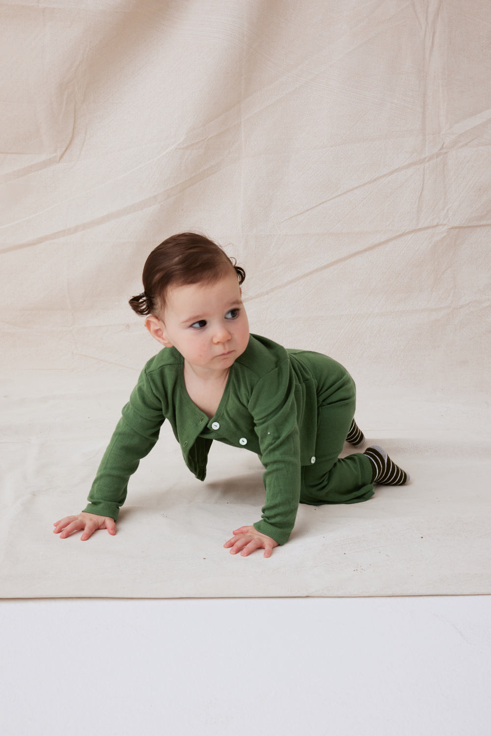 SET™ RIBBED MODAL KIDS CARDIGAN SET IN ROSEMARY