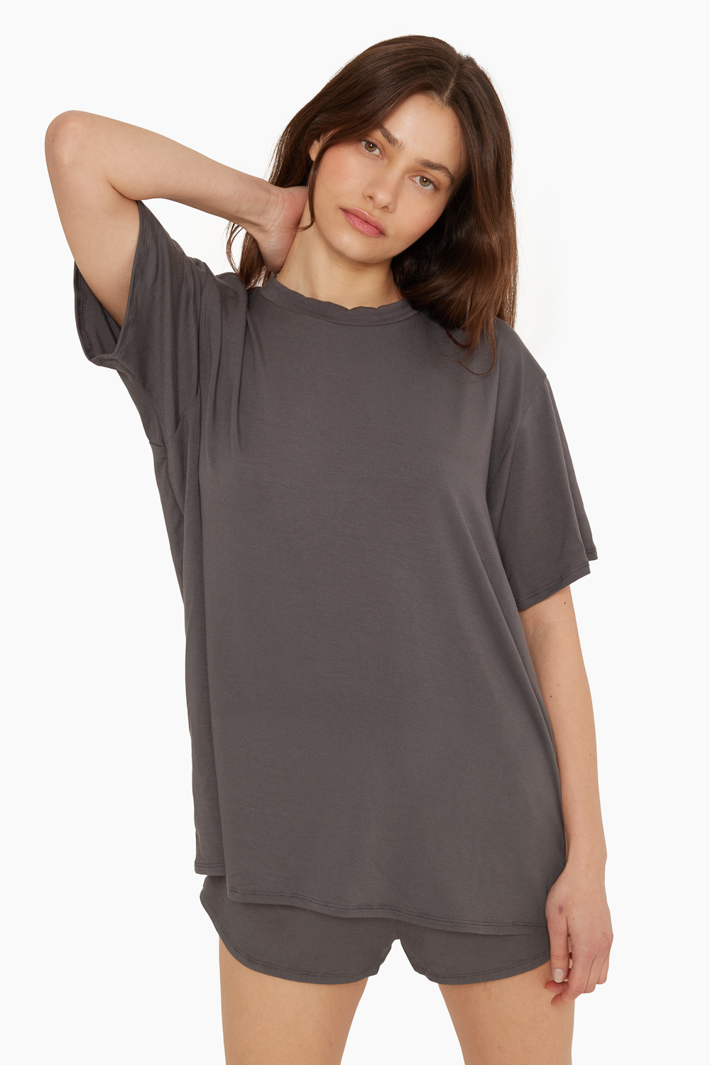 SET™ SLEEP JERSEY OVERSIZED BOYFRIEND SLEEP TEE IN GRAPHITE