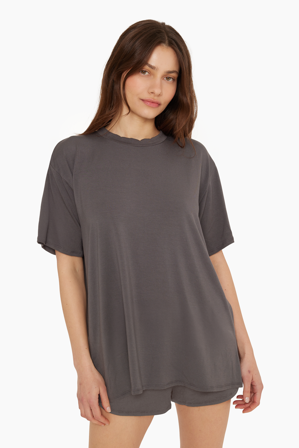 SET™ SLEEP JERSEY OVERSIZED BOYFRIEND SLEEP TEE IN GRAPHITE