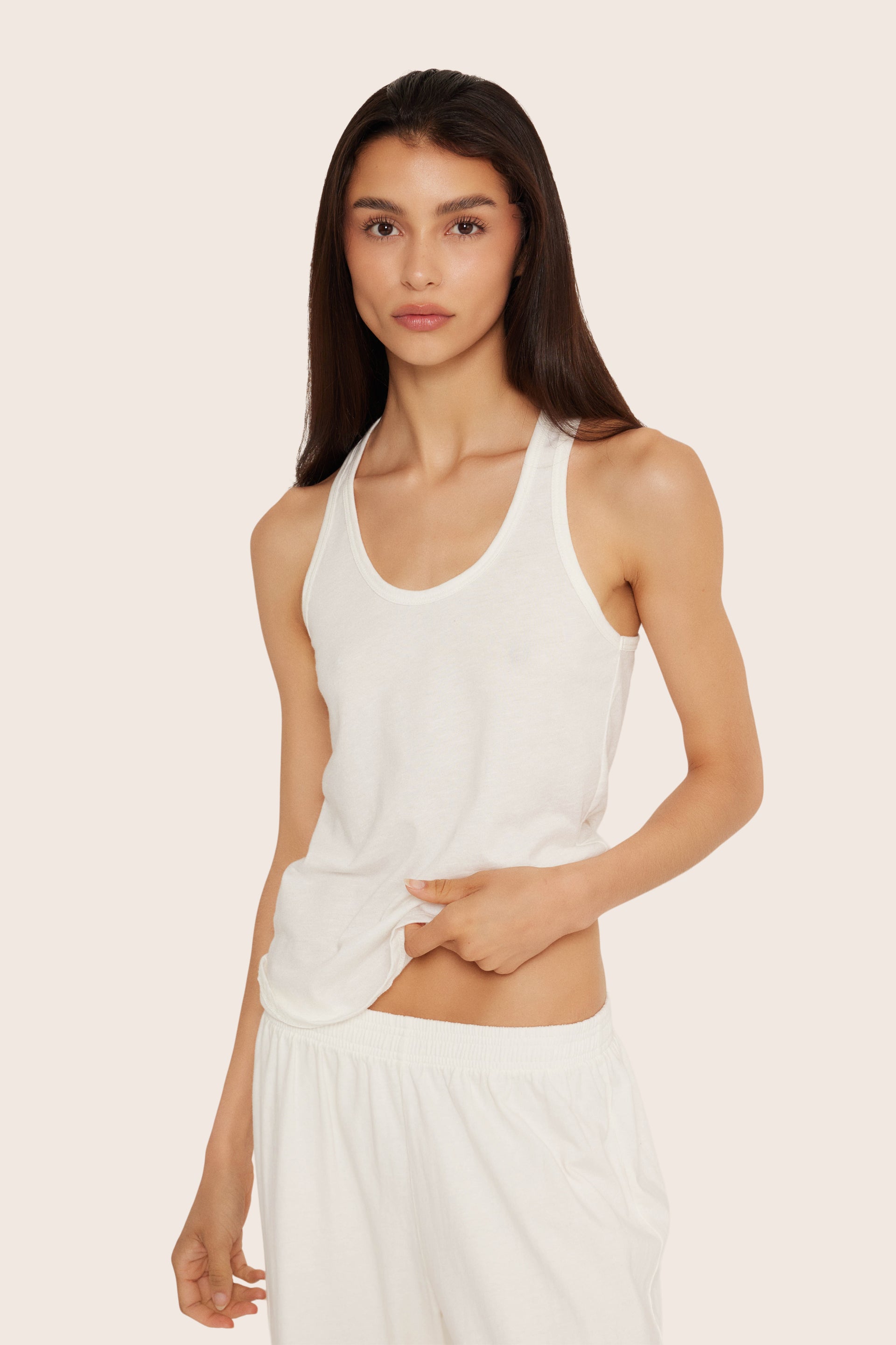 SET™ CLASSIC COTTON DAILY RACER TANK IN BLANC