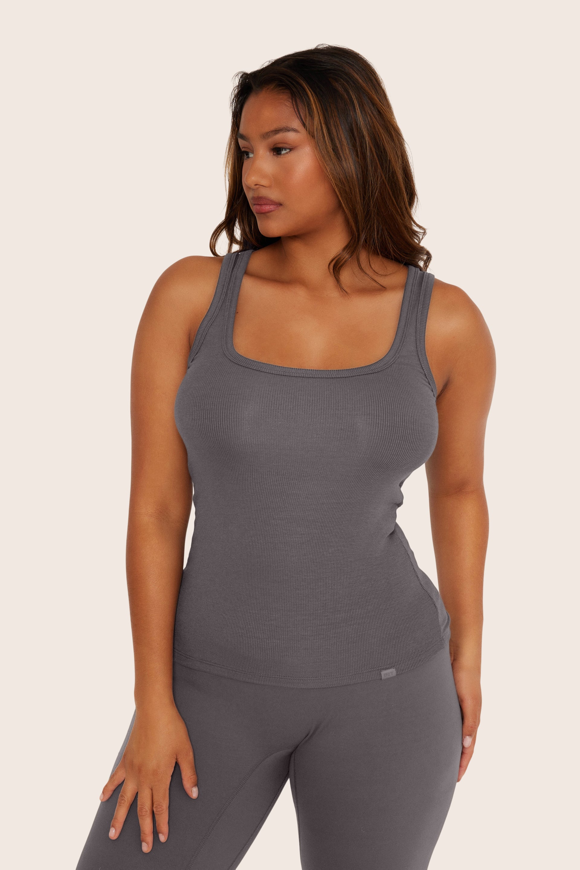 SET™ RIBBED MODAL BODY TANK IN GRAPHITE