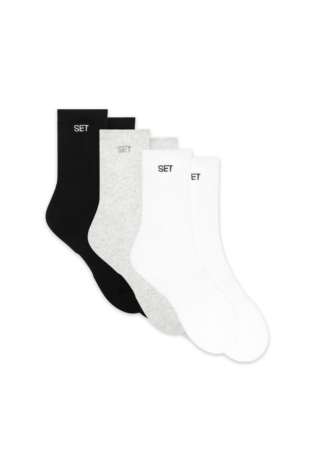 IMAGE OF SET REGULAR SOCKS (3 PACK) IN WHITE/HEATHER GREY/ONYX