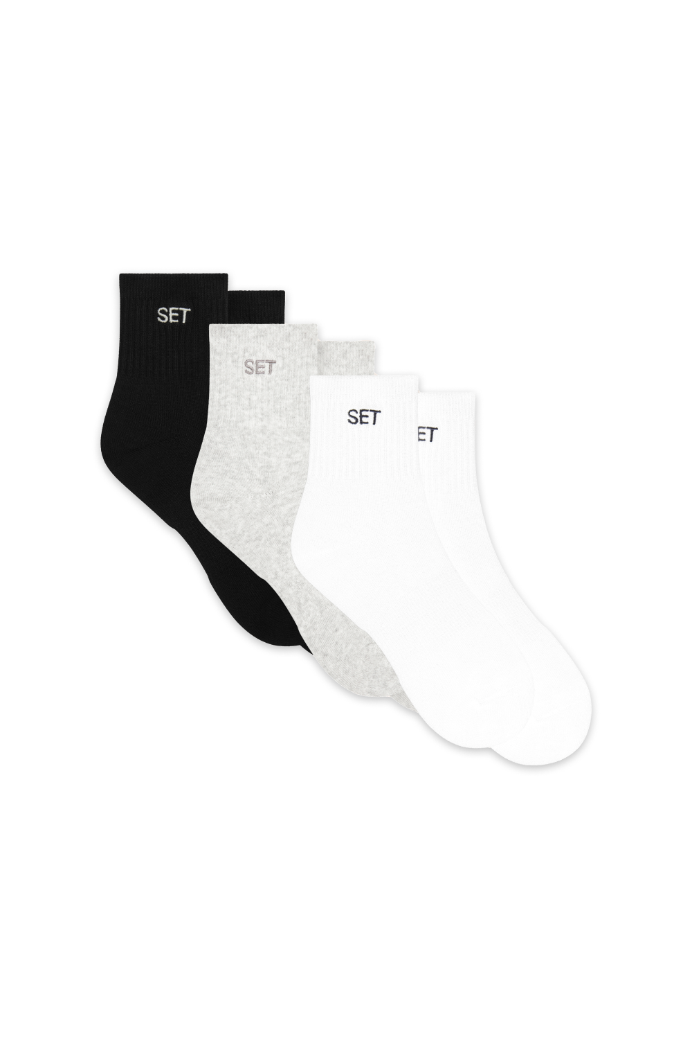 IMAGE OF SET SHORTY SOCKS (3 PACK) IN WHITE/HEATHER GREY/ONYX